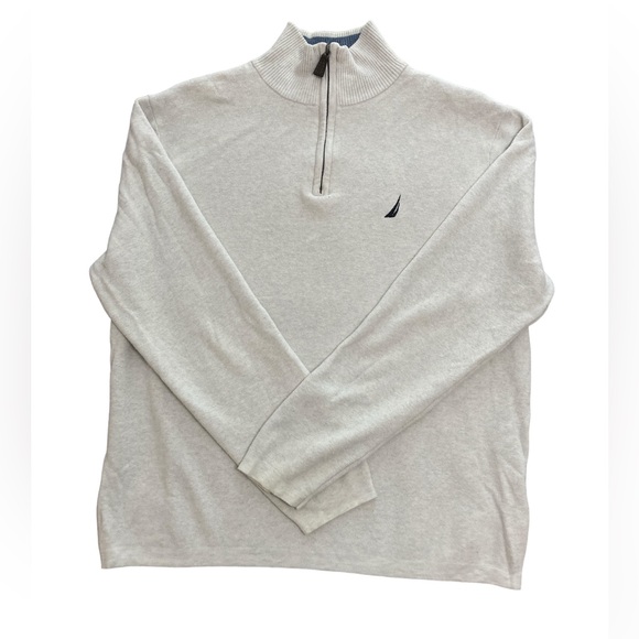 Nautica Men’s White Medium Quarter Zip Sweater - Picture 1 of 5